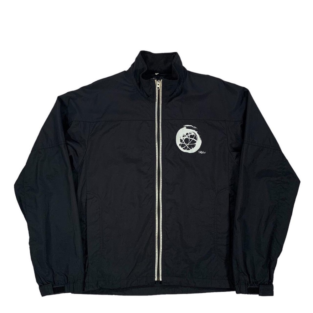 Vintage Futura Laboratories Black & Silver Zip Up Windbreaker Jacket Size Medium